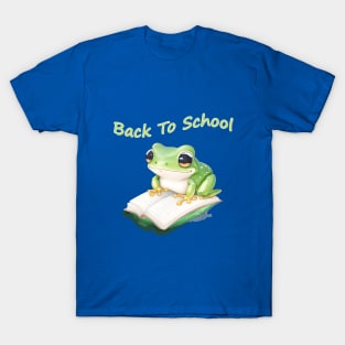 Back to school, Frog Reading books, Book Sticker, bookworm gift for reader,student gift, lover books T-Shirt